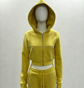 Ensemble deux pièces pour femme, style Y2K, vêtements d'automne, sweat à capuche zippé en polaire épaisse et short de survêtement pour femme - Product Image 5