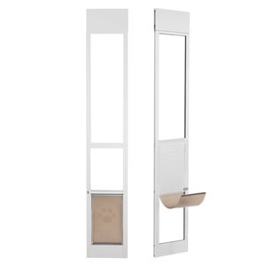 Porte pour chien à hauteur réglable 75 7/8"-80 11/16" Cadre en aluminium Porte coulissante en verre trempé 75 7/8"-80 11/16" - Product Image 1