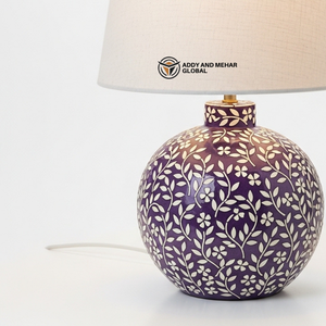 Lanterne de table artisanale en os incrusté avec motif floral, lampe de chevet de luxe en mosaïque, art indien traditionnel, décoration de bureau - Product Image 5