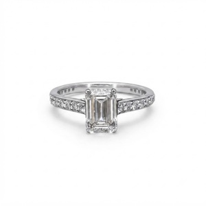 IGI Certified Emerald & Round Cut Lab Created Diamond Engagement <b>Ring</b> 10K 14K 18K Solid Gold Elegant Bridal <b>Proposal</b> Jewelry - Product Image 1