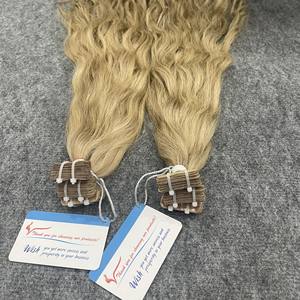 Precio al por mayor Color Rubio Cinta ondulada natural en extensiones de cabello 100% Cabello vietnamita La mejor calidad Sin enredos Sin caída - Product Image 2