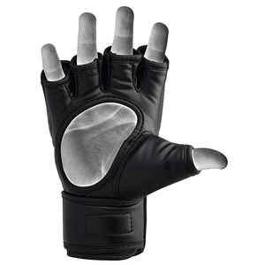 Custom Leather MMA Boxing Gloves Training Martial Arts Black Blue Adjustable Wrist <b>Strap</b> Lightweight Universal Fit Customized - Product Image 3