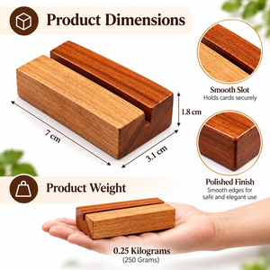 Porte-cartes de visite en bois naturel pour bureau, portable, pour réunions, événements de réseautage, organisateur de cartes de visite pour bureau, présentoir de bureau - Product Image 3