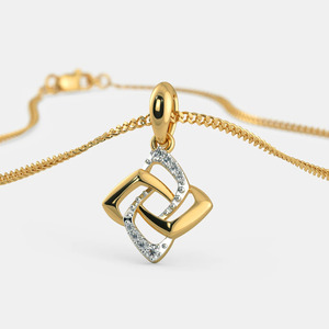 14K Yellow Gold Interlocking Geometric Lab Grown Diamond Pendant Necklace - Product Image 6