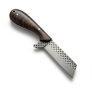 Couteau de chasse EDC en acier au carbone, lame texturée, manche en bois avec étui, fournisseur OEM, directement de l'usine - Product Image 5