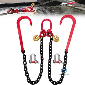 Bon marché Chaînes de sécurité pour remorque de voiture à usage intensif Chaîne de dépanneuse G70 Bride à chaîne en V avec crochets en J et crochets à saisir - Product Image 1