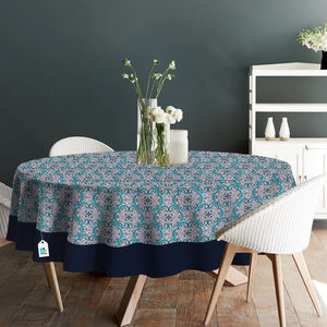 Nappe ronde en coton pur à imprimé floral, tissée, douce, imperméable et anti-taches pour table à manger et décoration de cuisine - Product Image 1