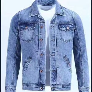 เสื้อแจ็คเก็ตฮู้ดดี้เดนิมฟอกสีสำหรับผู้ชาย กันลม ผ้าฝ้าย 100% แขนเสื้อตัดต่อ กระดุมหน้า มีกระเป๋า สไตล์ลำลอง สตรีทแวร์ สำหรับฤดูใบไม้ร่วง - Product Image 2