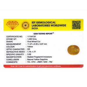 Natural Yellow Sapphire 6.45 Carat Oval Cut Loose Gemstone for Fine Jewelry - Product Image 4