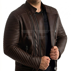 Chaqueta de Cuero para Hombre, Estilo Motero, Piel de Cordero Genuina, Material de Cuero de Alta Calidad, Servicio OEM Personalizado - Product Image 1