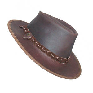 Sombrero de Vaquero de Cuero, Estilo Occidental, para Montar al Aire Libre, Protección Solar, Duradero, Ajustable, Vintage, Hecho a Mano, Aspecto Clásico Campestre - Product Image 4
