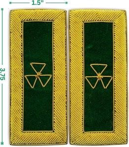 Masonic Knight Templar Generalissimo Shoulder Boards Gold Bullion <b>Wire</b> – Hand Embroidered (Green, 4.5” x 2.0”) - Product Image 3
