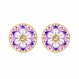 Mancuernillas Hechas a Mano en Latón Chapado en Oro con Diseño de Loto Morado para Hombre, Joyería para Vestimenta Formal - Product Image 2