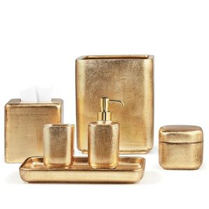 Juego de baño moderno de metal con dispensador de jabón, soporte para cepillos de dientes y organizador decorativo para baño - Product Image 4