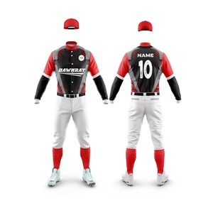 Uniforme de baseball 100 % polyester respirant, grande taille, couleur personnalisée, imprimé, avec options col en V ou col rond, séchage rapide, poches - Product Image 3