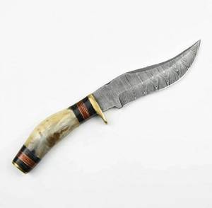 Outil de terrain extérieur artisanal en acier Damas torsadé, avec manche en os de chameau naturel empilé et Micarta - Product Image 2