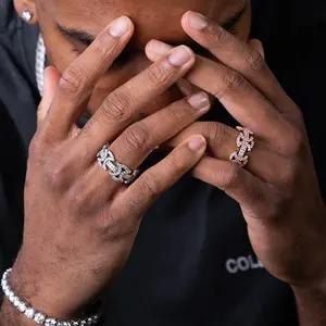 Anillo de Lujo con Inicial K, con Moissanita, Plata Maciza, Chapado en Oro Blanco, Sin Níquel, Joyería Hip Hop, Unisex - Product Image 3