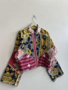 Reversible Short Kantha Coat For Women Boho Handmade <b>Patchwork</b> Trendy Overcoat <b>Jacket</b> - Product Image 4