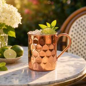 Vente en gros Craftsy Home Mug Moscow Mule en cuivre massif martelé moderne avec poignée, durable, grande capacité, pour bar et boissons - Product Image 5