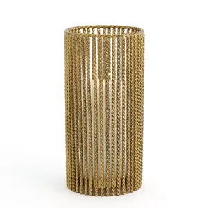 ZAHID EXPORTS Handmade Brushed Gold Plated Aluminum Candle Holder <b>Set</b> for Luxury Home Decor Export Gravure Printed Circle Table - Product Image 1