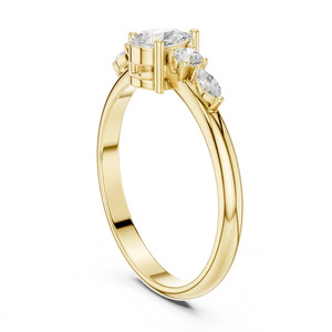 Bague de fiançailles classique pour femme en or jaune 10 carats avec diamant CVD taille poire de 1,00 carat, clarté VS1, couleur F, bijou à cinq diamants - Product Image 4