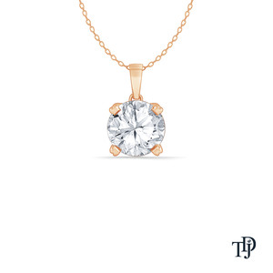 Pendentif solitaire rond en or 10K à quatre griffes avec diamant de laboratoire taille brillant, élégant et raffiné, pour grossistes, détaillants et OEM - Product Image 1