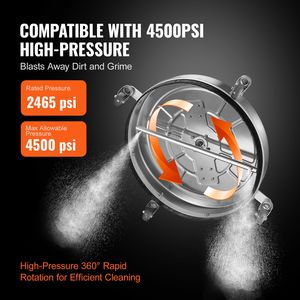 Pulitore per superfici in acciaio inossidabile da 20 pollici per idropulitrice, 4500 PSI massimi, connettore da 3/8 pollici con maniglie e ruote - Product Image 4