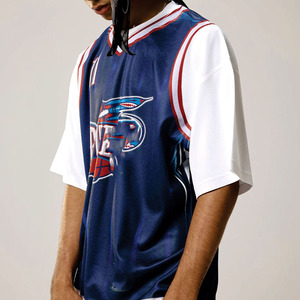 Maillot de basketball américain tendance 2026 pour hommes, en polyester, col en V, avec empiècements contrastants, uniforme de sport, impression de logo personnalisé, production en gros OEM - Product Image 6