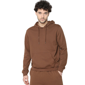Custom Print Winter Hooded 100% Cotton Fleece Men's Tracksuit Set Flared Pant Pullover Hoodie Streetwear Solid Heavyweight - Product Image 1