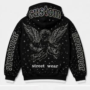 Ensemble de survêtement sportif tendance noir et or personnalisé avec imprimé étoile graphique, sweat à capuche stylé et pantalon de jogging assorti pour unisexe - Product Image 4