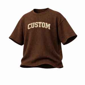 Custom Logo <b>Waffle</b> Knit Oversized T <b>Shirt</b> Men Drop Shoulder Streetwear Textured Fashion Were T <b>Shirt</b> - Product Image 5