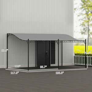 Toldo Metálico para Patio Exterior de 10 Pies x 16 Pies, Color Gris Oscuro, con Orificios de Drenaje, para Patio de Villa, Parque, Jardín - Product Image 3