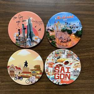 ที่รองแก้วเซรามิกแบบเวียดนามโฮชิมินห์แผนที่เมืองถาดรองแก้วเซรามิกโลโก้ตามสั่งสไตล์บ้าน - Product Image 5