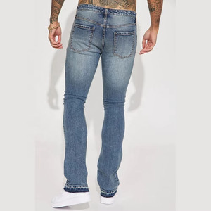 Jeans déchirés bleus pour hommes, design américain tendance, logo personnalisé OEM, haute qualité, 100% coton, pantalon en denim pour hommes - Product Image 6