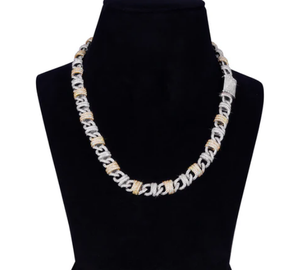 Two-Tone Geometric Link Chain <b>Statement</b> <b>Necklace</b> 18K Gold Plated Zinc Alloy Unisex Hiphop Everyday Wear - Product Image 1