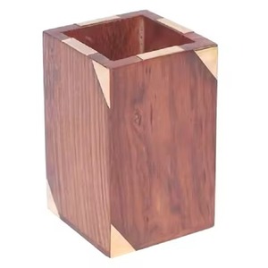 Vintage Style Wooden Square Storage <b>Box</b> For Desk Organization Minimalist Design Single Tier Bin For Pens Pencils And <b>Small</b> Items - Product Image 4
