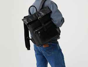 Mochila de Piel de Primera Calidad con Parte Superior Enrollable, Bolsa de Viaje Multifuncional, Mochila para Portátil para Hombre, Diseño Personalizado de Fábrica LTBP-0019 - Product Image 5