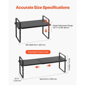 Scaffale da Cucina Espandibile a 2 Livelli Resistente, Organizzatore da Piano di Lavoro Regolabile con Spazio di Archiviazione Personalizzabile per Alimenti - Product Image 2