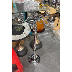 Vintage Nordic Style 5-Arm Iron Candelabra Gold Silver Metal Aluminum Tall Table Decoration for Wedding Parties Multi-Candle - Product Image 3