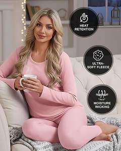 2 Conjuntos de Ropa Interior Térmica para Mujer, Forrada de Felpa Cálida, Capa Base para Esquí, Pijama Superior e Inferior para Clima Frío - Product Image 5