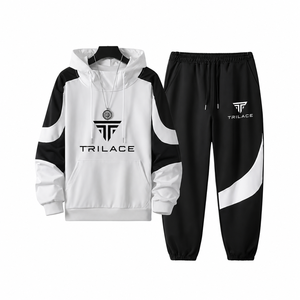 Survêtement d'été pour homme avec capuche, taille élastique, poches latérales, style décontracté, 100% coton molletonné, tissu respirant - Product Image 1