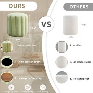 Upholstered Padded Seat Foot <b>Stool</b> Vanity Ottomans with <b>Storage</b> for Makeup Room Comfortable Rest in Living Room - Product Image 3