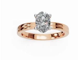 Anillo Solitario Doble con Diamante Cultivado en Laboratorio, Corte Ovalado, Modelo Ophelia, en Oro Amarillo, Rosa o Blanco de 9kt, 14kt o 18kt, 0.30 Quilates, Joyería Sostenible - Product Image 4