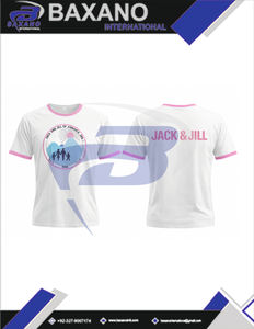 แจ็ค แอนด์ จิล ออฟ อเมริกา ซอร์โรริตี้เสื้อยืดพิมพ์ลายสีขาวและสีชมพูคอปกตัดกันผ้าฝ้าย 100% สไตล์สตรีทเสื้อยืด JAJOA Sorority - Product Image 6