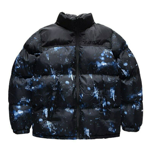 Chaqueta Acolchada Totalmente Sublimada con Cuello Alto y Cierre de Cremallera, Chaqueta Casual de Invierno con Diseño de Bloques de Color, Corte Regular - Product Image 1