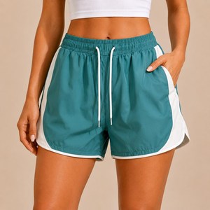 Ensemble veste coupe-vent et short pour femme, bleu sarcelle et blanc, vêtements de sport légers, tenue de sport décontractée - Product Image 5