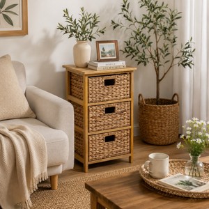 Cómoda de madera con cestas de jacinto de agua para almacenamiento, mueble para el hogar hecho en Vietnam - Product Image 3