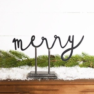 Merry Metal Christmas Decor Sign Modern Handcrafted Holiday <b>Ornament</b> - Product Image 2