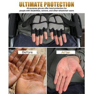 Custom Logo Wheel Chair Gloves Half Finger Waterproof Non-Slip Lightweight Soft Synthetic Leather Amara Gym Outdoor Sports - Product Image 5