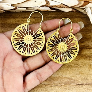 Nuevos Aretes de Aro Boho Mandala, Estilo Bohemia Tribal, de Latón, para Mujer, Chapados en Oro de 18k, Filigrana Geométrica, para Fiesta, Venta al por Mayor/OEM/ODM - Product Image 2